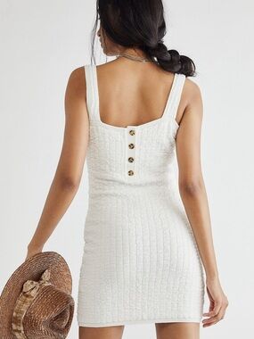 Free People FP Beach Short & Sweet Stretch Knit Mini Dress in White